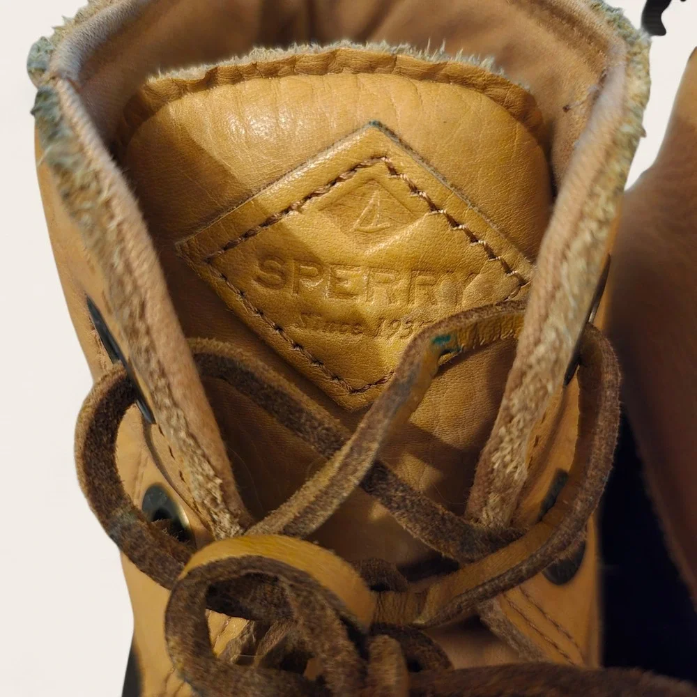 Sperry Docksiders Boat Shoes Preppy Nautical Coastal Men's Sz 9‎ GUC Tan Leather